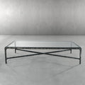 Thaddeus Forged Iron Square Glass Coffee Table - Lamp Modern