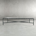 Thaddeus Forged Iron Square Glass Coffee Table - Lamp Modern
