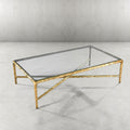 Thaddeus Forged Iron Rectangle Glass Coffee Table - Lamp Modern