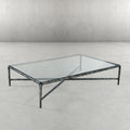 Thaddeus Forged Iron Rectangle Glass Coffee Table - Lamp Modern
