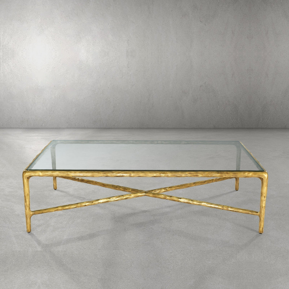Thaddeus Forged Iron Square Glass Coffee Table - Lamp Modern