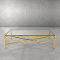 Thaddeus Forged Iron Rectangle Glass Coffee Table - Lamp Modern