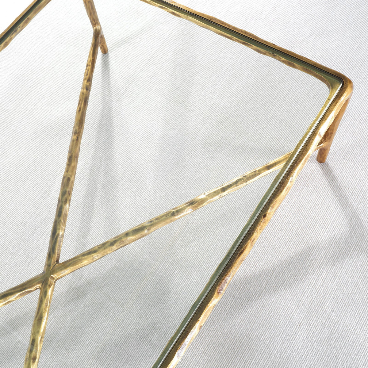 Thaddeus Forged Iron Rectangle Glass Coffee Table - Lamp Modern