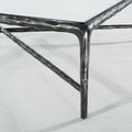 Thaddeus Forged Iron Square Glass Coffee Table - Lamp Modern