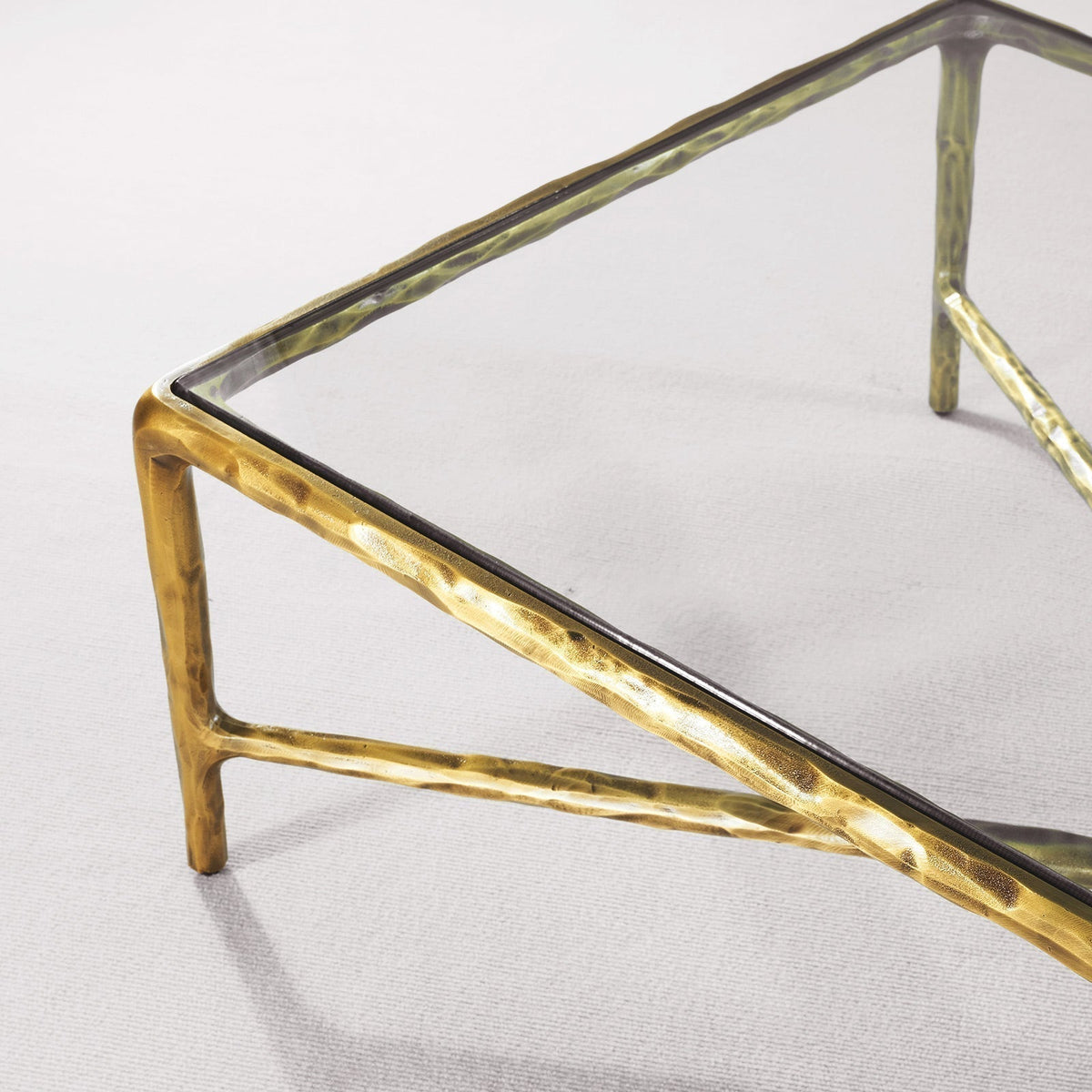 Thaddeus Forged Iron Rectangle Glass Coffee Table - Lamp Modern
