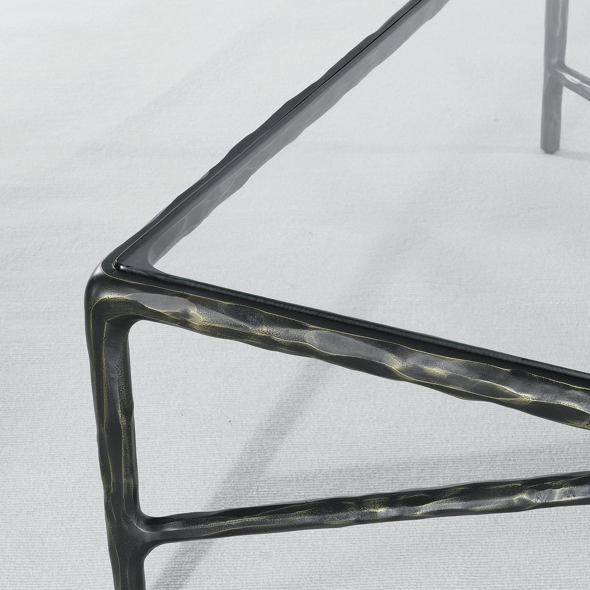 Thaddeus Forged Iron Rectangle Glass Coffee Table - Lamp Modern