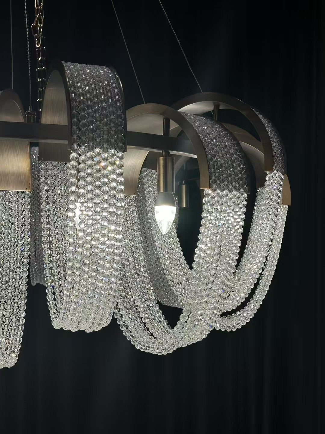 Celestine Looping Crystal Ribbon Round Chandelier in Bronze