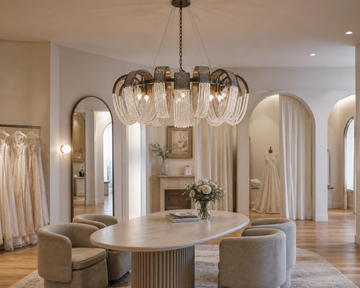Celestine Looping Crystal Ribbon Round Chandelier in Bronze