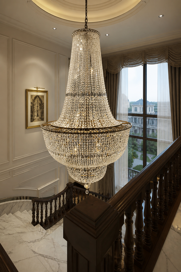 Imperial Grand Empire Crystal Chandelier in Antique Brass