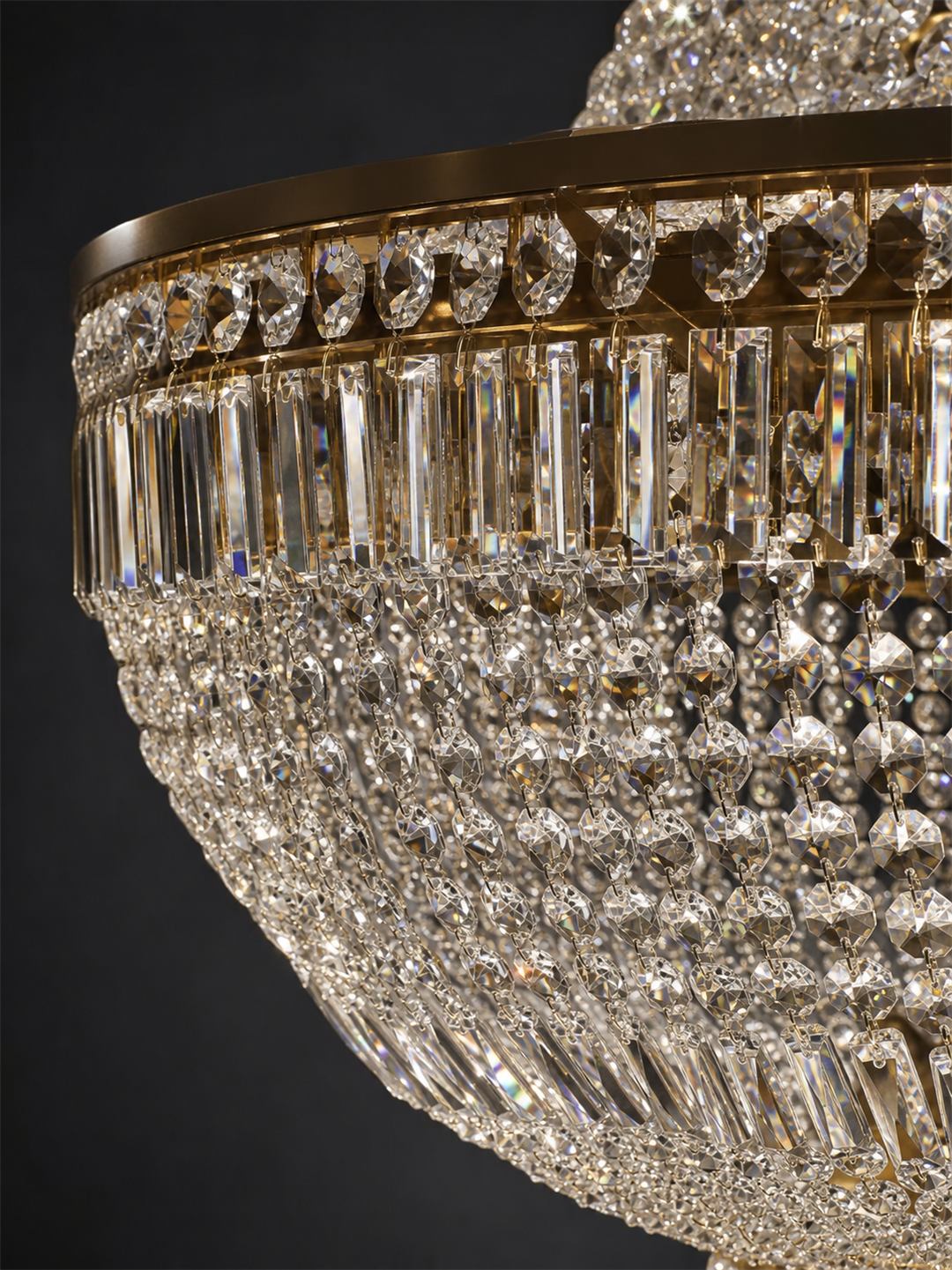 Imperial Grand Empire Crystal Chandelier in Antique Brass