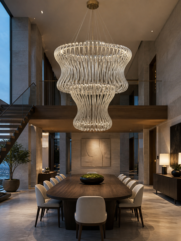 Vittoria Two-Tier Twisted Glass Loop Chandelier