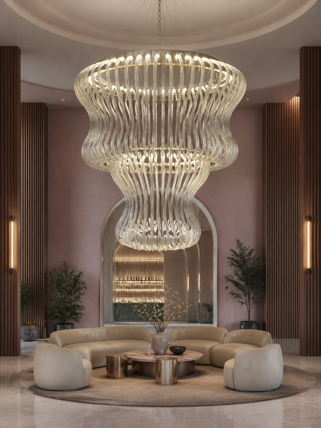 Vittoria Two-Tier Twisted Glass Loop Chandelier
