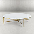 Thaddeus Forged Iron Marble Round Coffee Table 36