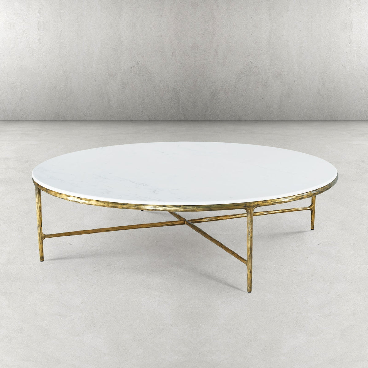 Thaddeus Forged Iron Marble Round Coffee Table 36" 55" - Lamp Modern