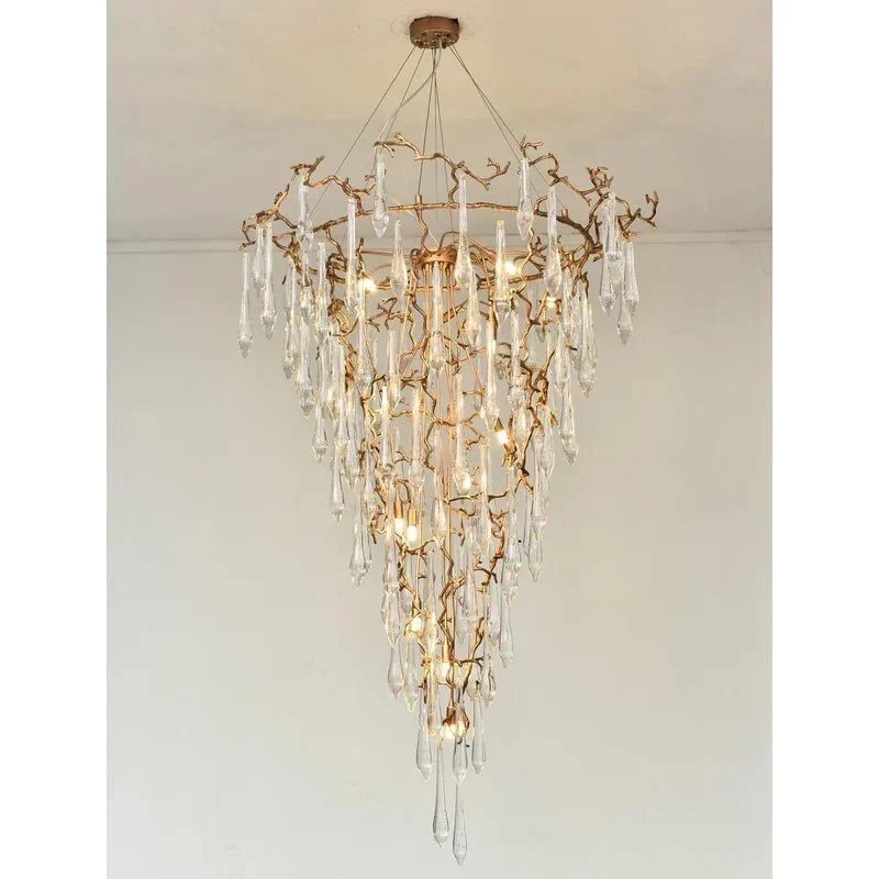2 - Story Tree Branch Staircase Crystal Chandelier - lampmodern