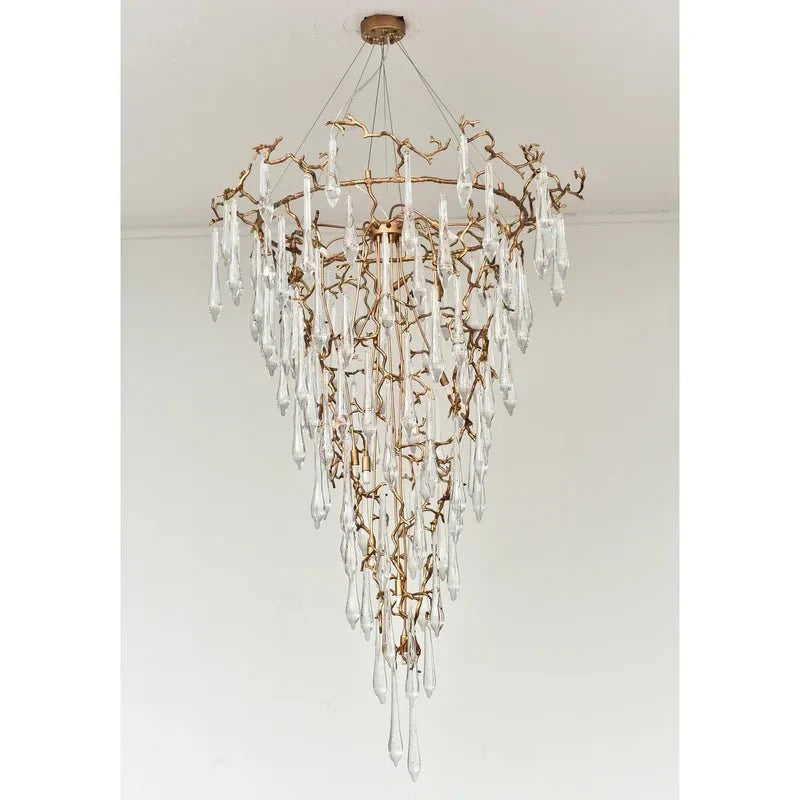 2 - Story Tree Branch Staircase Crystal Chandelier - lampmodern