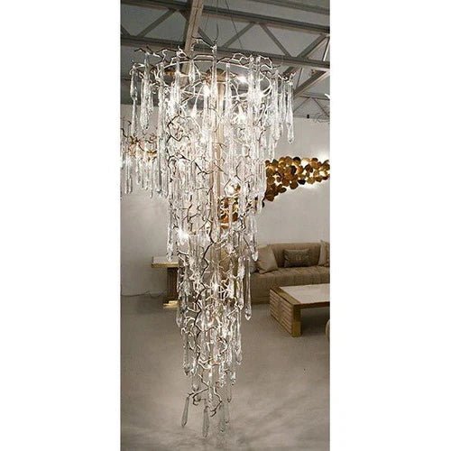 2 - Story Tree Branch Staircase Crystal Chandelier - lampmodern