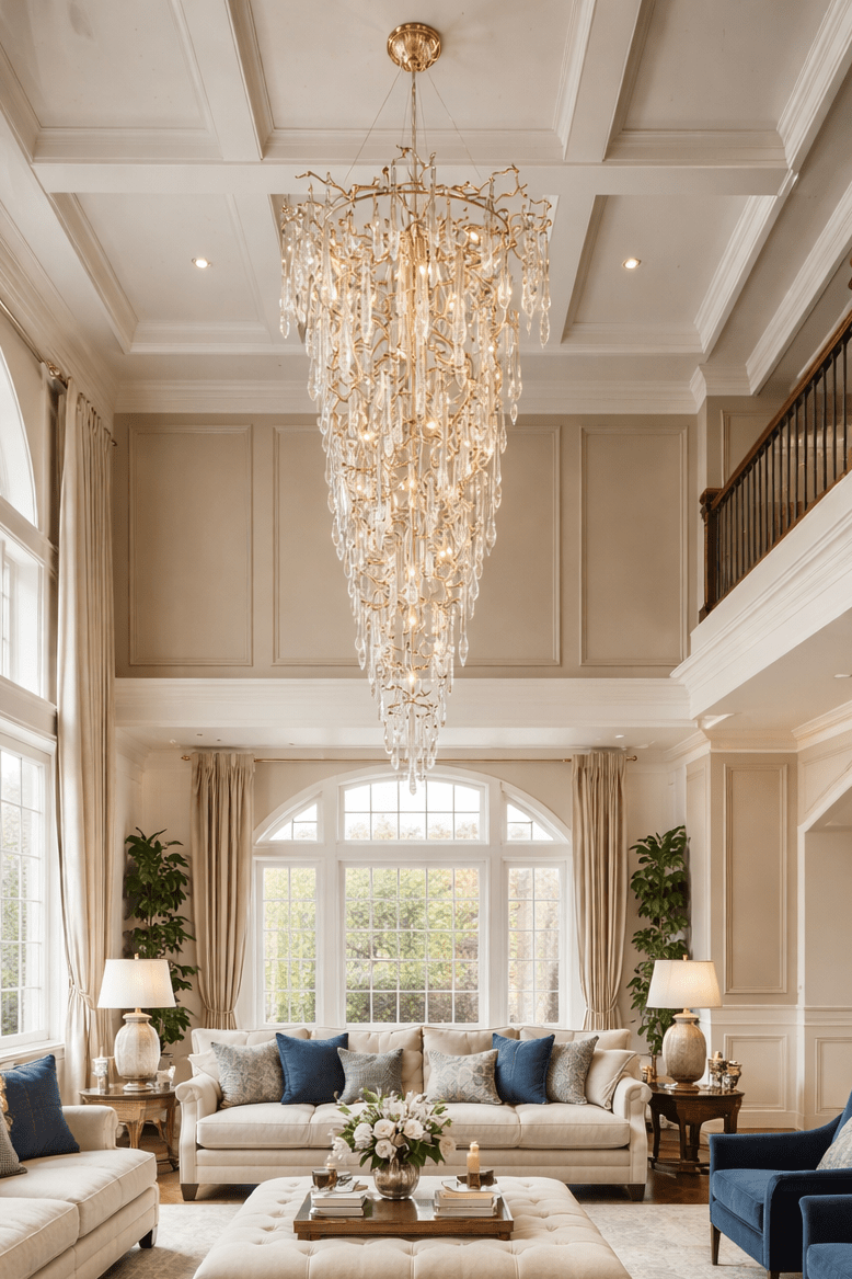 2 - Story Tree Branch Staircase Crystal Chandelier - lampmodern