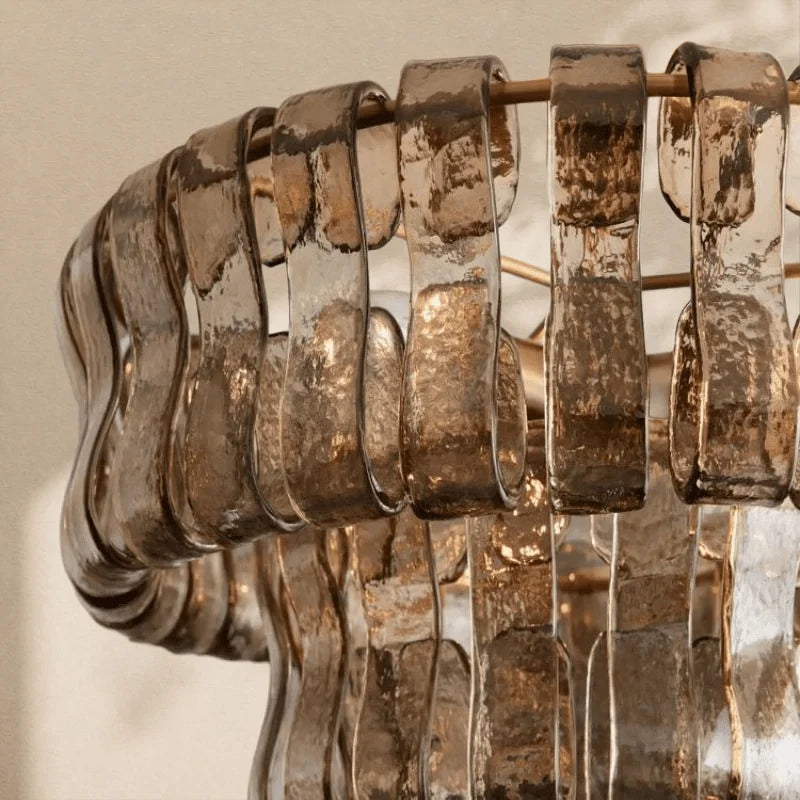 2 - Tier Ghiaccio Glass Round Flushmount 18" - lampmodern