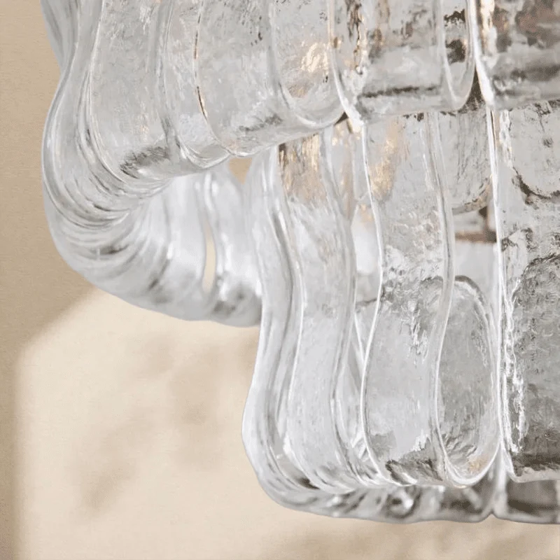 2 - Tier Ghiaccio Glass Round Flushmount 18" - lampmodern