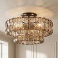 2-Tier Ghiaccio Glass Round Flushmount 18
