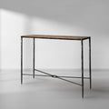 Thaddeus Forged Iron Metal Frame Elm Wood Console Table - Lamp Modern