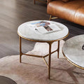 Thaddeus Forged Iron Marble Round Side Table 3 Table Leg 24