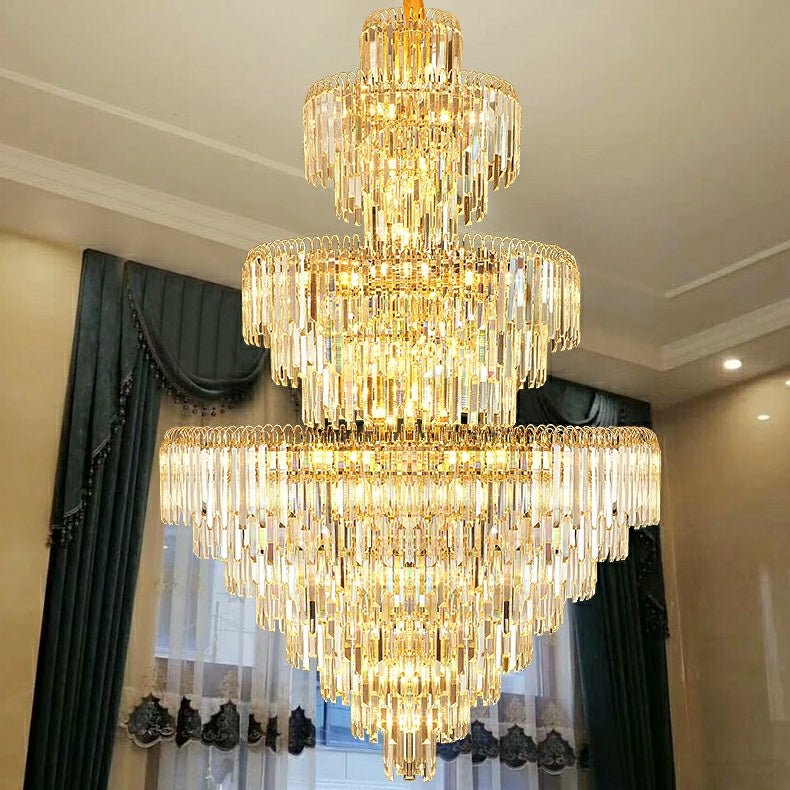 3 Layers Extra Large Living Room Chandelier Luxury Foyer Entryway Crystal Light Fixture - lampmodern