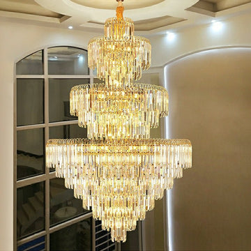 3 Layers Extra Large Living Room Chandelier Luxury Foyer Entryway Crystal Light Fixture - lampmodern