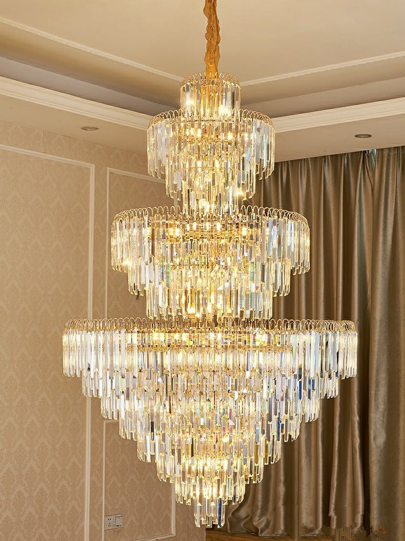 3 Layers Extra Large Living Room Chandelier Luxury Foyer Entryway Crystal Light Fixture - lampmodern