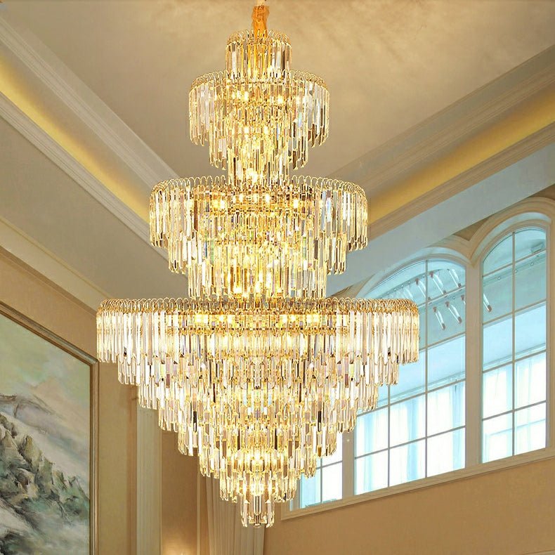 3 Layers Extra Large Living Room Chandelier Luxury Foyer Entryway Crystal Light Fixture - lampmodern