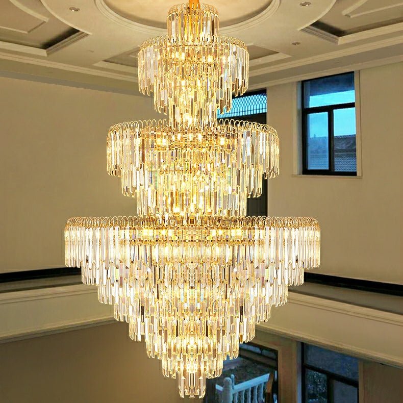 3 Layers Extra Large Living Room Chandelier Luxury Foyer Entryway Crystal Light Fixture - lampmodern