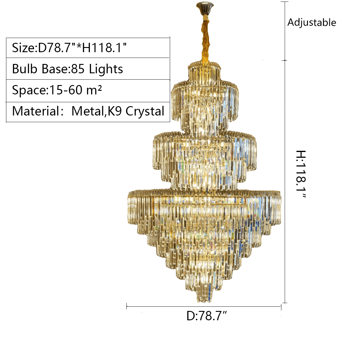 3 Layers Extra Large Living Room Chandelier Luxury Foyer Entryway Crystal Light Fixture - lampmodern