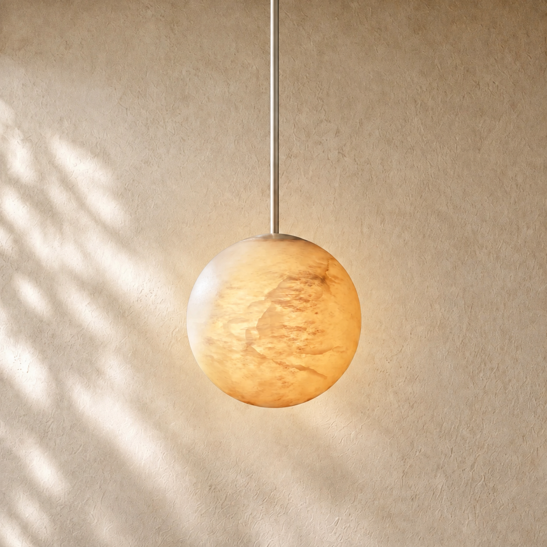Hand-Carver Alabaster Globe Pendant