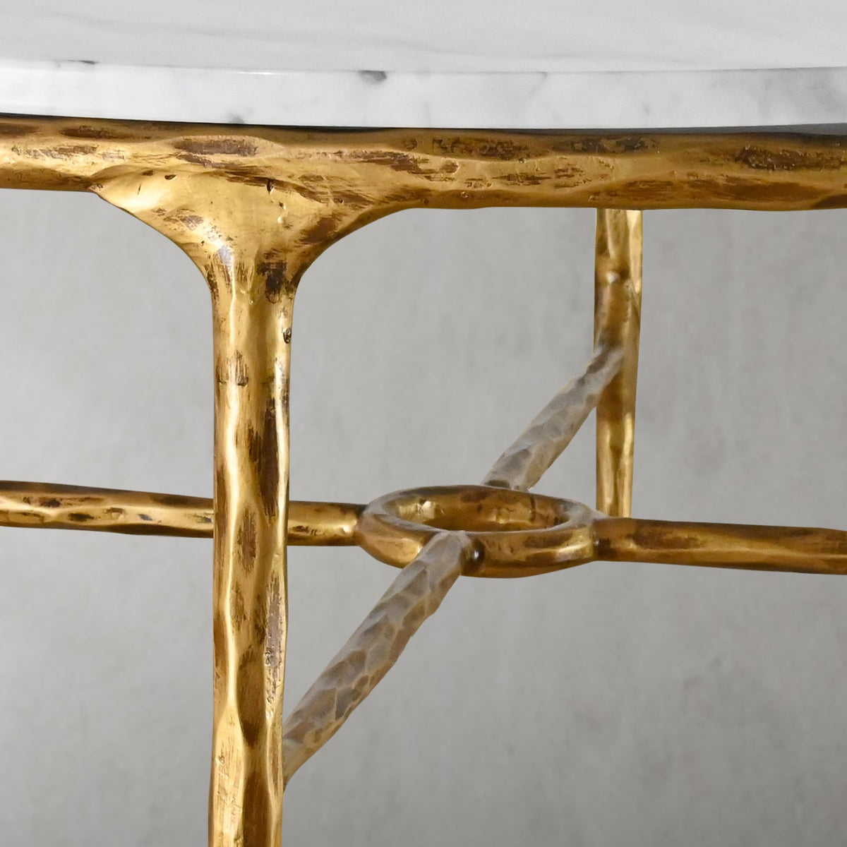 Thaddeus Forged Iron Marble Round Coffee Table 36" 55" - Lamp Modern