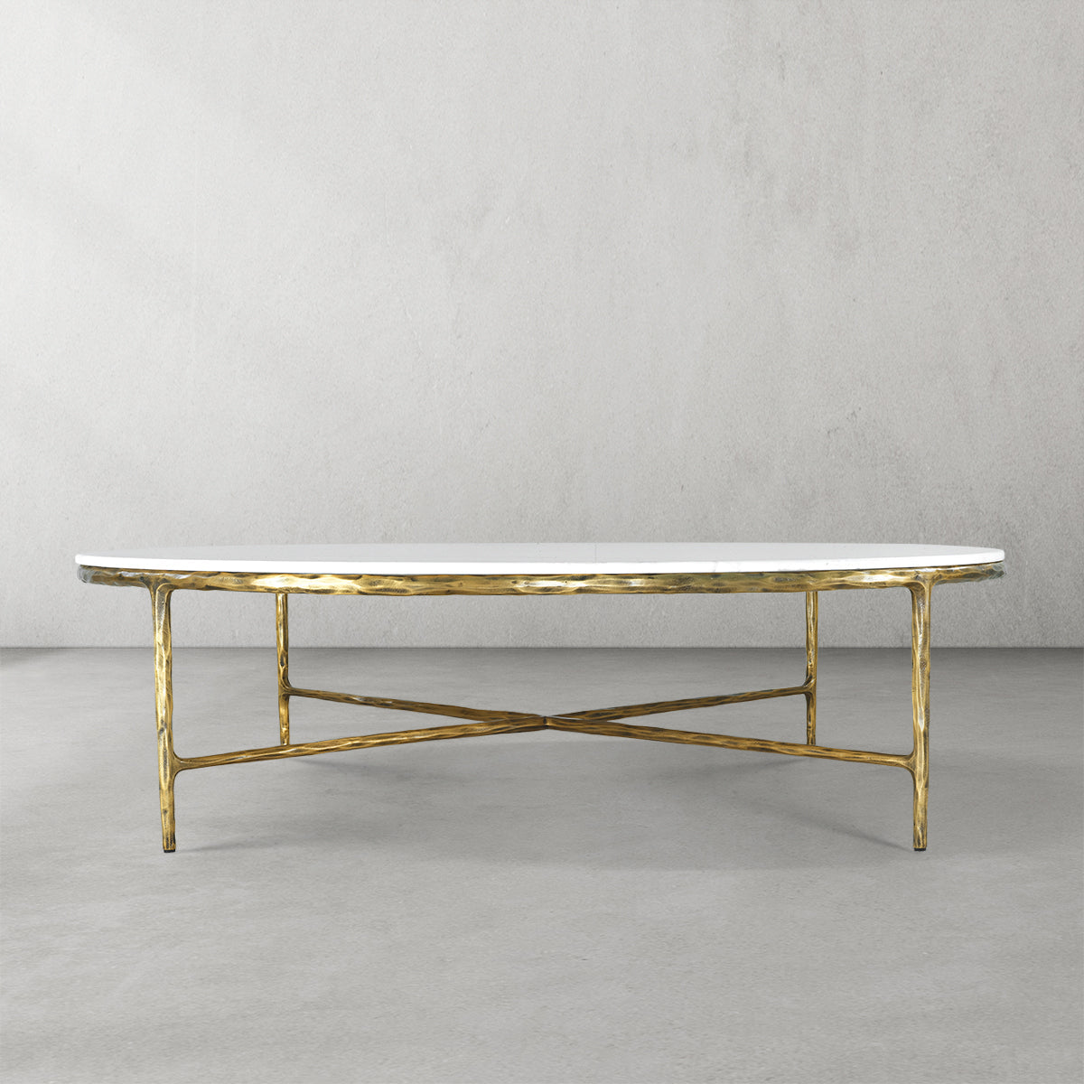 Thaddeus Forged Iron Marble Round Coffee Table 36" 55" - Lamp Modern