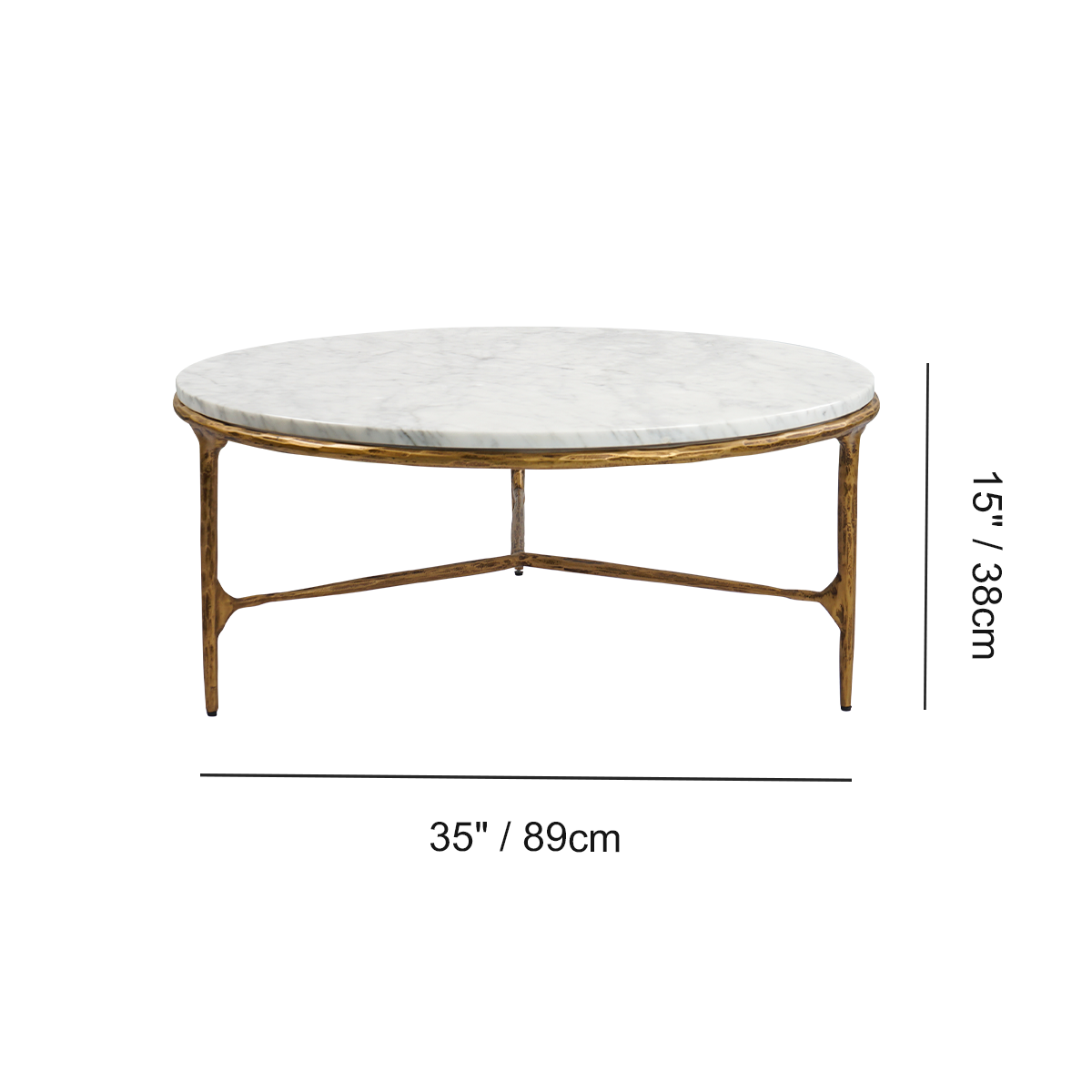 Thaddeus Forged Iron Marble Round Coffee Table 3 Table Legs 35" - Lamp Modern