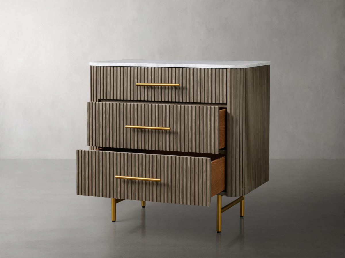 Finnley Three-Drawer Chest - Lamp Modern