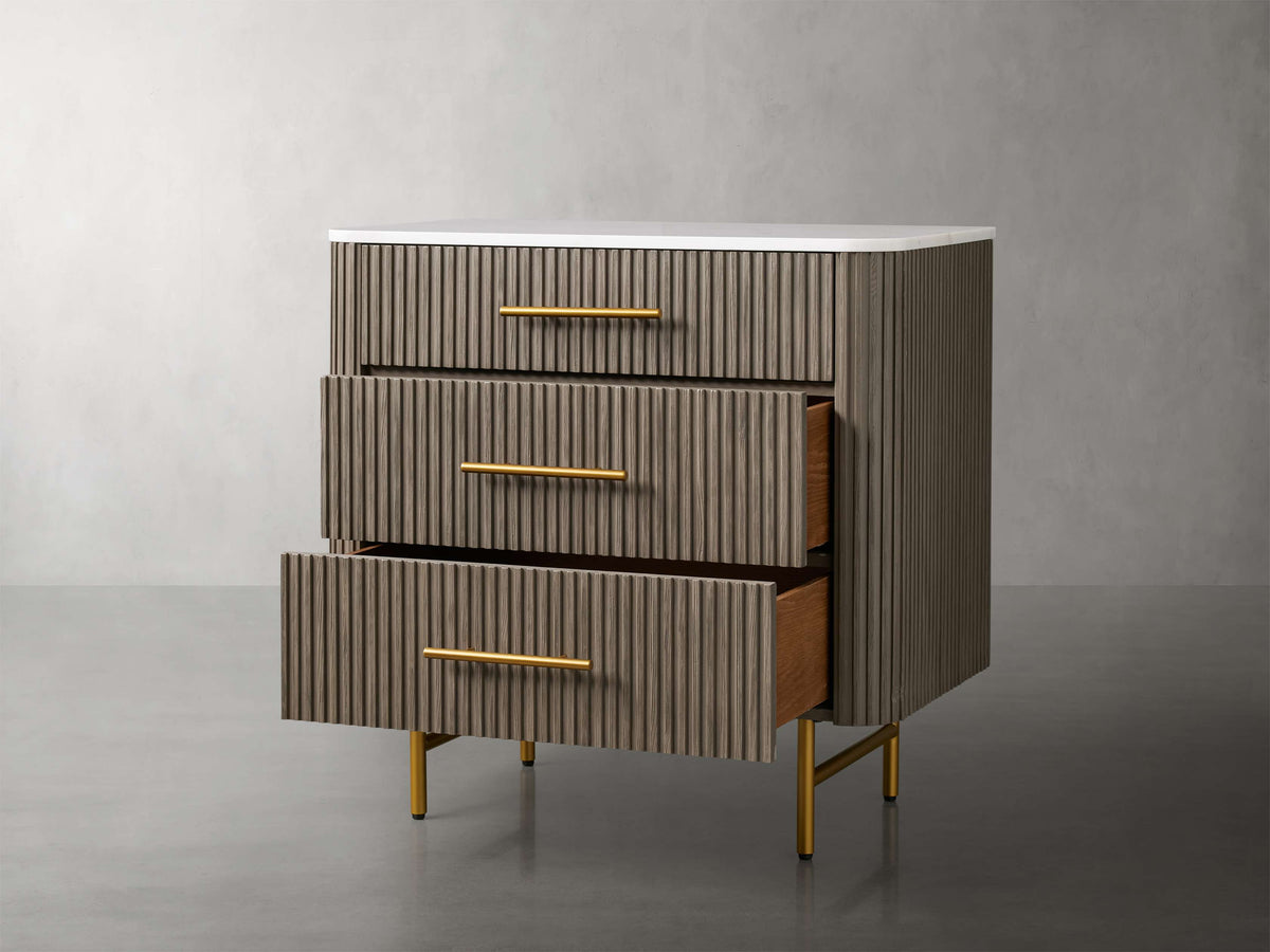 Finnley Three-Drawer Chest - Lamp Modern