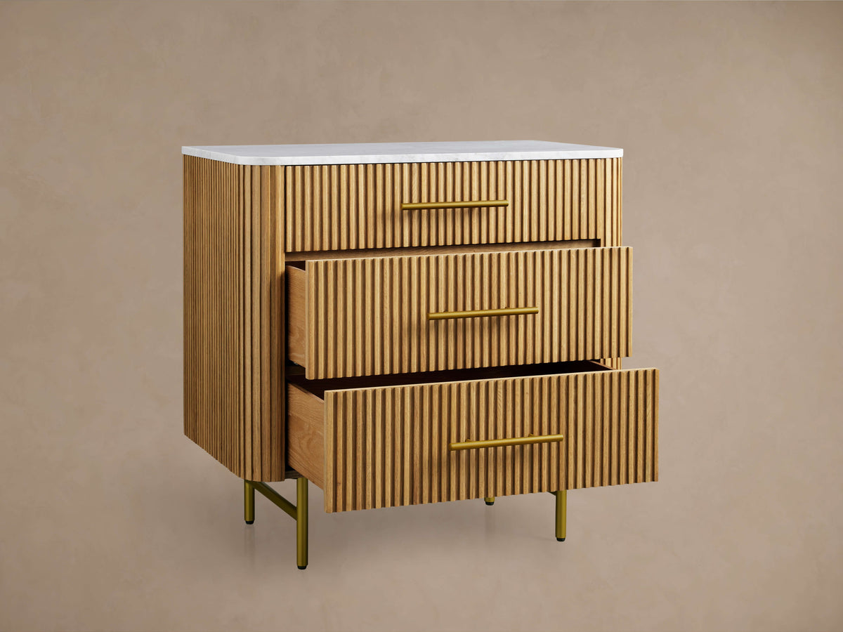 Finnley Three-Drawer Chest - Lamp Modern