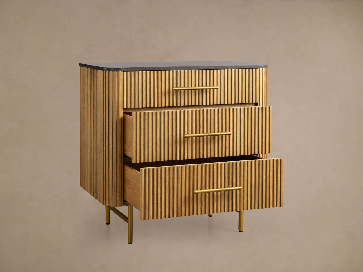 Finnley Three-Drawer Chest - Lamp Modern