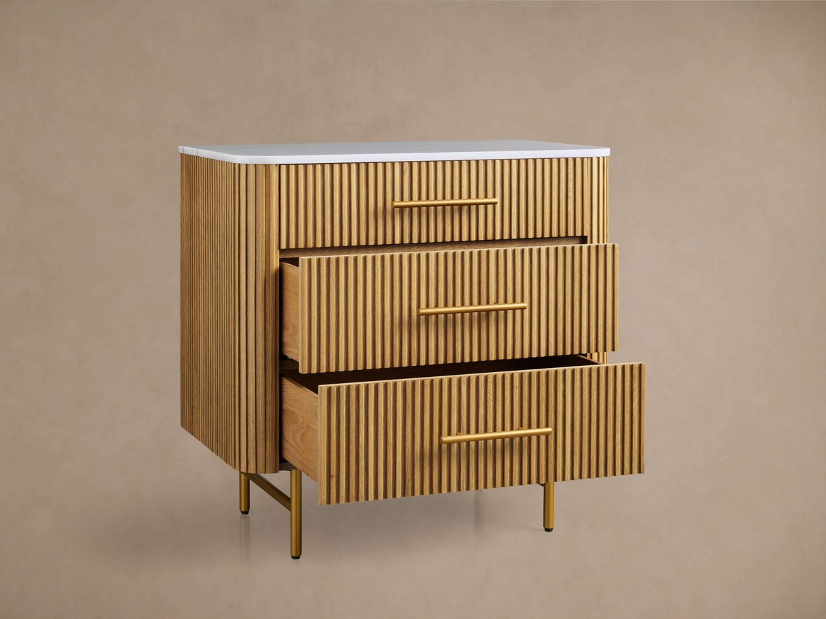 Finnley Three-Drawer Chest - Lamp Modern