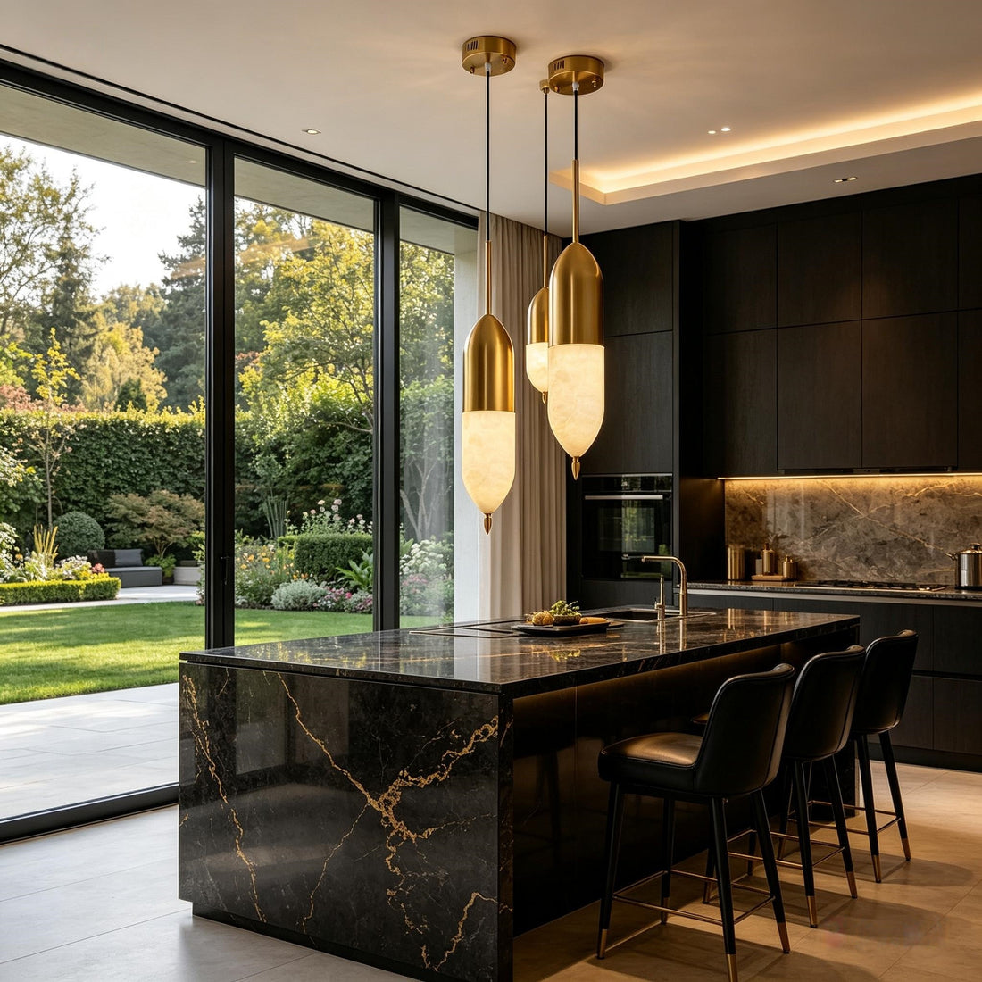 Aurelia Alabaster Capsule Pendant Light in Brass