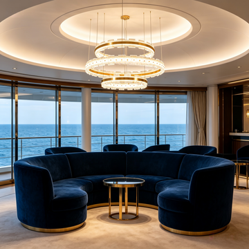 Valeron Modern Three-Tier Brass and Alabaster Ring Chandelier