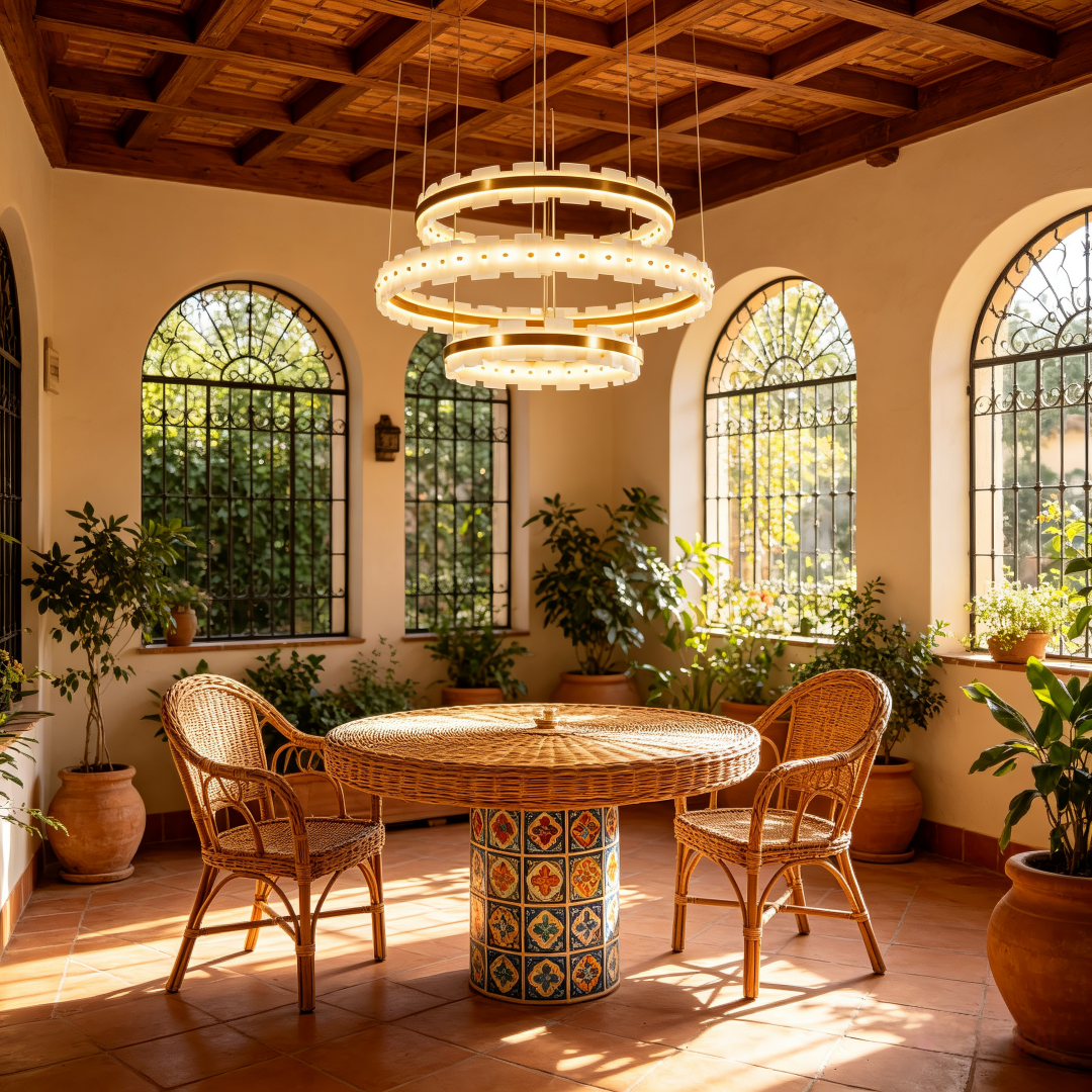 Valeron Modern Three-Tier Brass and Alabaster Ring Chandelier