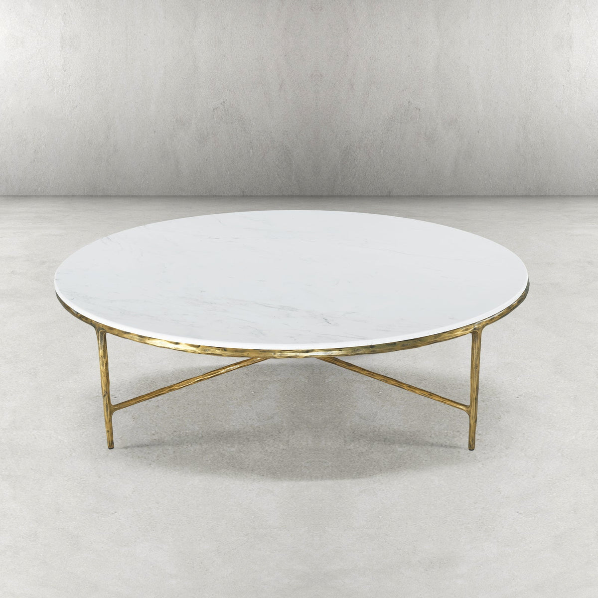 Thaddeus Forged Iron Marble Round Coffee Table 36" 55" - Lamp Modern