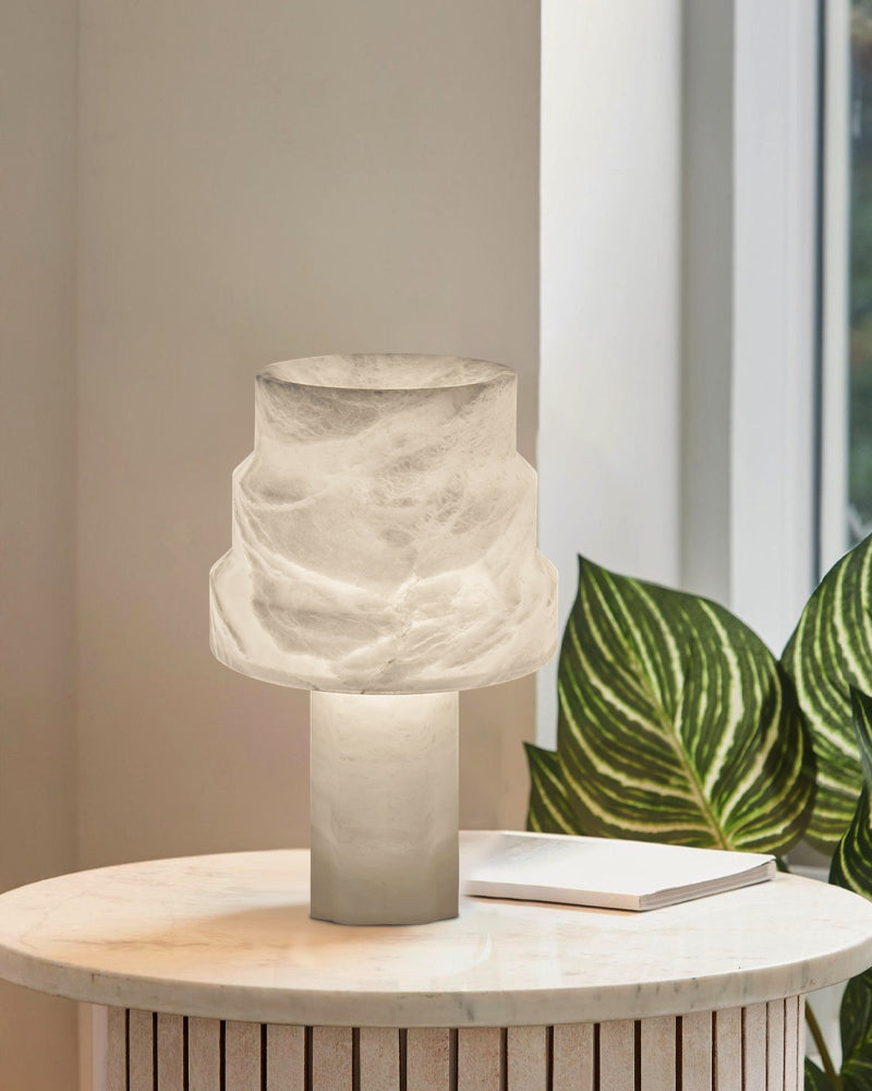 3 Ways Switch Dimmable Conial Alabaster Table Lamp 12in for bedroom