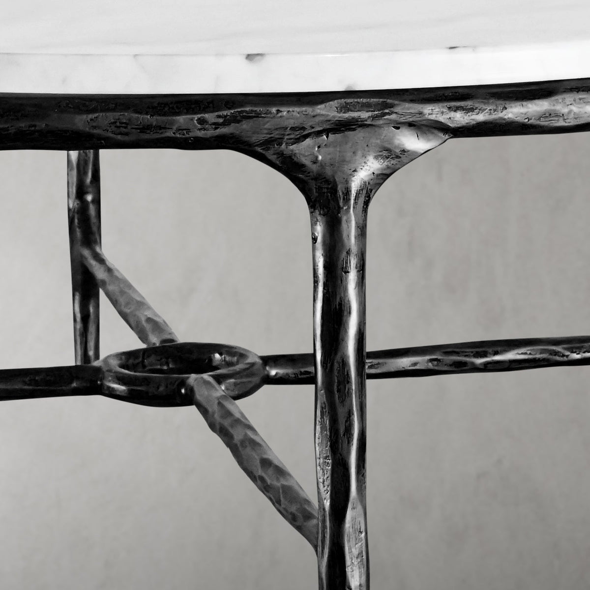 Thaddeus Forged Iron Marble Round Coffee Table 36" 55" - Lamp Modern
