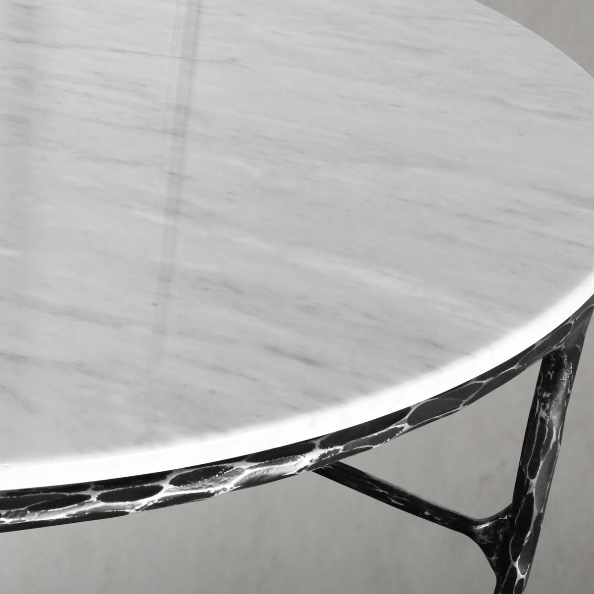Thaddeus Forged Iron Marble Round Coffee Table 36" 55" - Lamp Modern