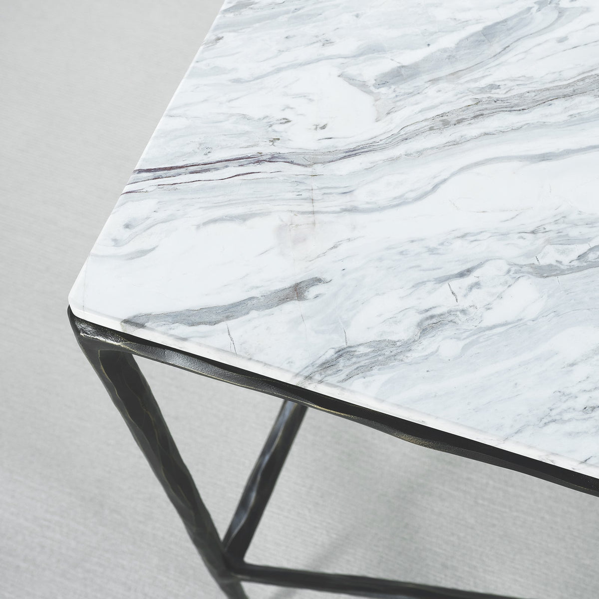 Thaddeus Forged Iron Rectangle Marble Console Table 60" 72" - Lamp Modern